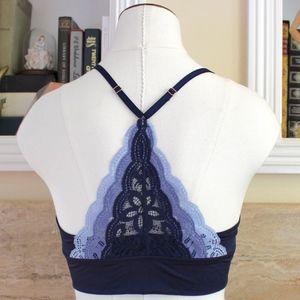 Aerie Navy Satin Bralette.